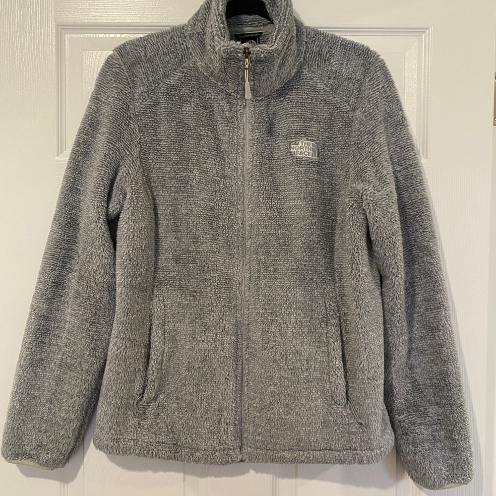 WOMENS NORTH FACE GRAY FLEECE ZIP UP JACKET - M